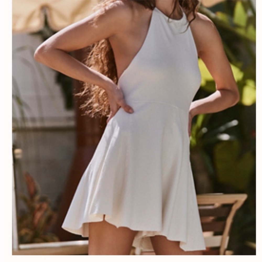 Free People White Halter Skater Romper